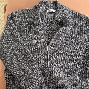 Brunello Cucinelli 100% Cashmere Black and White Zip-Up Sweater | Made in Italy